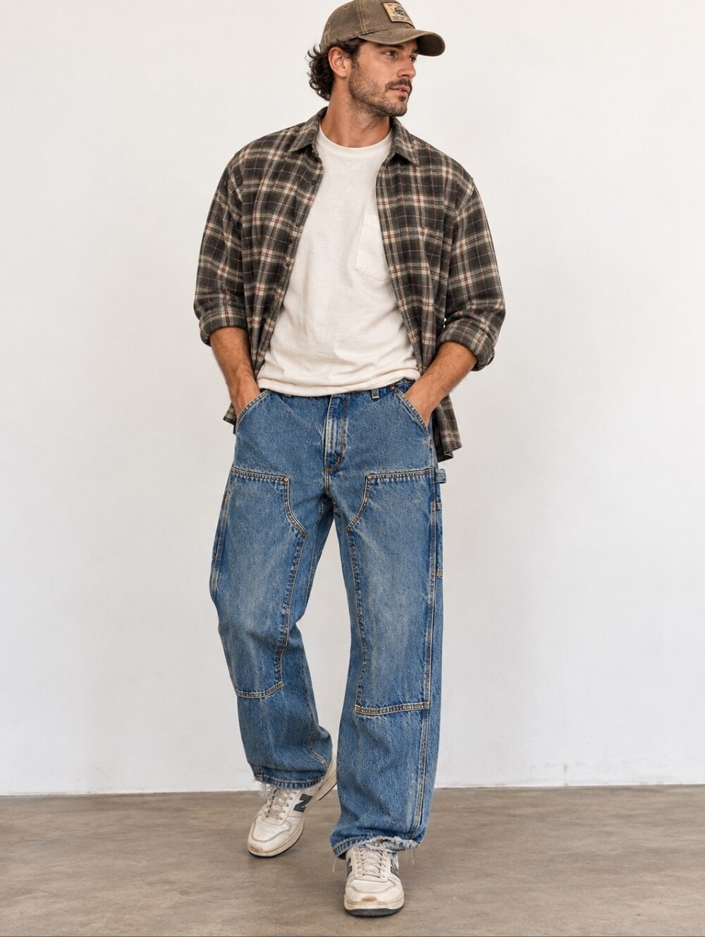 Vtg Carhartt B73 DST Double Knee Carpenter Jeans Distressed USA Workwear 34x30